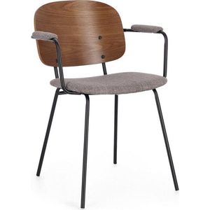 Šedá/hnědá čalouněná jídelní židle s područkami Sienna – Bizzotto obraz