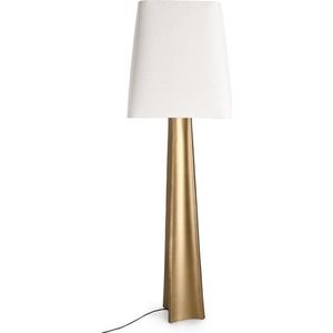 Stojací lampa ve zlaté barvě s textilním stínidlem (výška 151 cm) Tripura – Bizzotto obraz