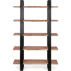 Černý/v přírodní barvě regál z masivu akácie 110x180x40 cm Artur – Bizzotto obraz