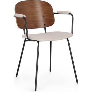 Hnědá/béžová čalouněná jídelní židle s područkami Sienna – Bizzotto obraz