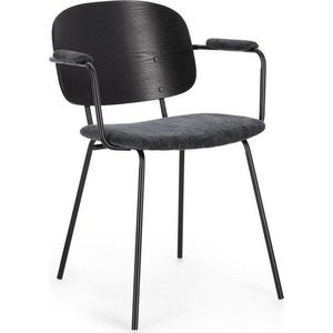 Černá/tmavě šedá čalouněná jídelní židle s područkami Sienna – Bizzotto obraz