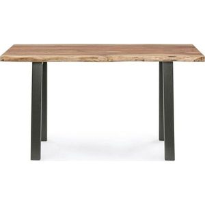 Černý/v přírodní barvě konzolový stolek s deskou z akácie 45x130 cm Aron – Bizzotto obraz