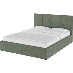 Zelená čalouněná dvoulůžková postel s úložným prostorem s roštem 160x200 cm Bufo - II. jakost – MESONICA obraz