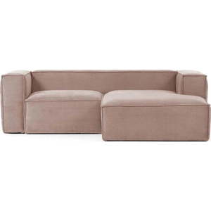 Světle růžová manšestrová rohová pohovka (pravý roh) Blok – Kave Home obraz