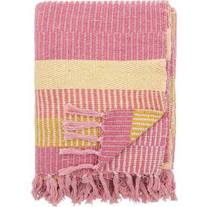 Žlutá/růžová deka z recyklované bavlny 130x160 cm Isnel – Bloomingville obraz