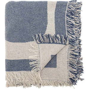 Modrá/béžová deka z recyklované bavlny 130x160 cm Ethan – Bloomingville obraz