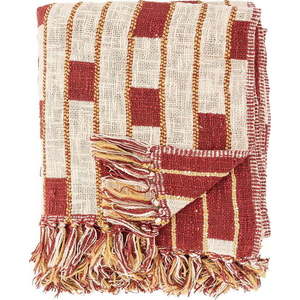 Červená/béžová deka s příměsí bavlny 130x160 cm Cang – Bloomingville obraz