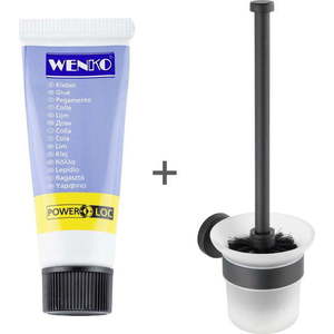 Matně černá samodržící skleněná WC štětka Bosio – Wenko obraz