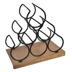 Dřevěný/kovový stojan na víno počet lahví 6 Black – Orion obraz