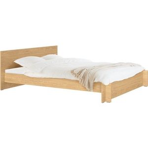 Dvoulůžková postel z dřevotřísky/z překližky v dekoru dubu s roštem 140x200 cm v přírodní barvě Valt – noo.ma obraz