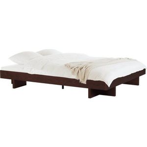 Hnědá dvoulůžková postel z MDF v dekoru jasanu bez čela s roštem 180x200 cm Kito – noo.ma obraz
