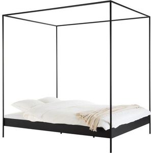 Černá ocelová dvoulůžková postel bez čela/s nebesy s roštem 180x200 cm Eton – noo.ma obraz