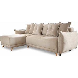 Béžová manšestrová rozkládací rohová pohovka (variabilní) Lazy Lukka – Miuform obraz