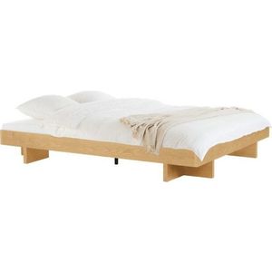 Dvoulůžková postel z MDF v dekoru dubu bez čela s roštem 160x200 cm v přírodní barvě Kito – noo.ma obraz