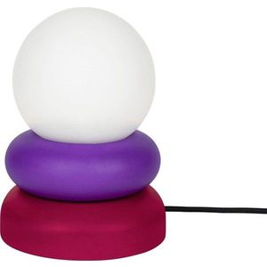 Červená/fialová stolní lampa z masivního dřeva se skleněným stínidlem (výška 24 cm) Otem – noo.ma obraz