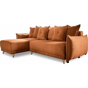 Manšestrová rozkládací rohová pohovka v cihlové barvě (variabilní) Lazy Lukka – Miuform obraz