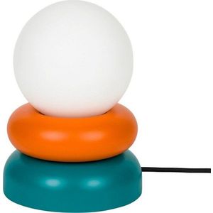 Stolní lampa z masivního dřeva v petrolejové barvě/oranžová se skleněným stínidlem (výška 24 cm) Otem – noo.ma obraz