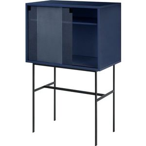 Tmavě modrá vitrína s posuvnými dveřmi 70x109x40 cm Lekko – noo.ma obraz