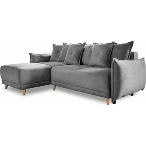 Šedá manšestrová rozkládací rohová pohovka (variabilní) Lazy Lukka – Miuform obraz