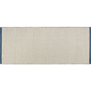 Modrý/béžový ručně tkaný vlněný běhoun 80x170 cm Lenu – noo.ma obraz