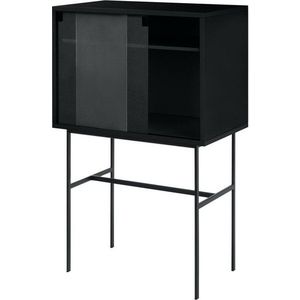 Černá vitrína s posuvnými dveřmi 70x109x40 cm Lekko – noo.ma obraz