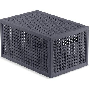 Tmavě šedý úložný box s víkem z recyklovaného plastu 19x30x15 cm Kaya – Curver obraz