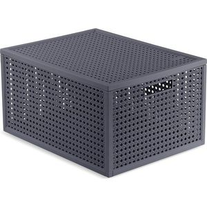 Tmavě šedý úložný box s víkem z recyklovaného plastu 30x38x21 cm Kaya – Curver obraz