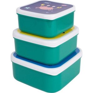 Zelené plastové dětské svačinové boxy v sadě 3 ks Ocean – Ladelle obraz