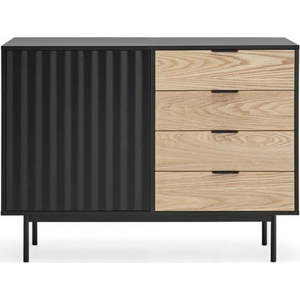 Nízká komoda v dekoru dubu v černo-přírodní barvě 108x80 cm Sierra – Teulat obraz