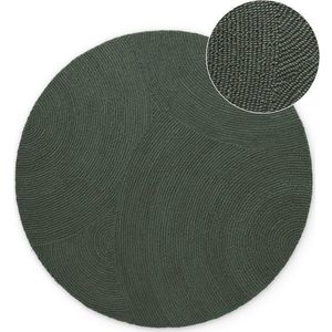 Tmavě zelený ručně tkaný vlněný kulatý koberec ø 120 cm Calmio – Hanse Home obraz