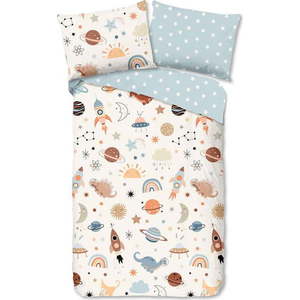 Modré/béžové bavlněné dětské povlečení na jednolůžko 140x200 cm Eclips – Good Morning obraz