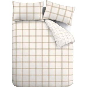 Béžové bavlněné povlečení na dvoulůžko 200x200 cm Oxton Check – Bianca obraz
