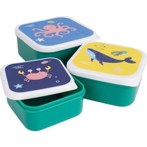 Zelené plastové dětské svačinové boxy v sadě 3 ks Ocean – Ladelle obraz