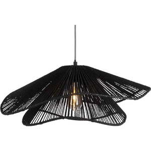 Černé kovové závěsné svítidlo se stínidlem z papírového výpletu ø 60 cm Sombra – Leitmotiv obraz