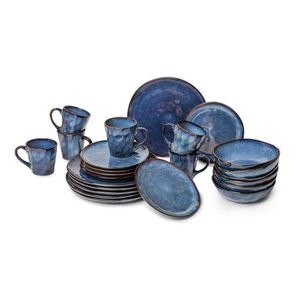 Tmavě modrá kameninová jídelní sada 24 ks Glosia - Bonami Selection obraz