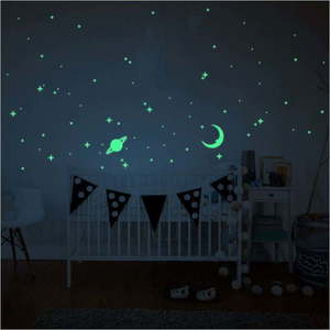 Svítící samolepky na zeď Ambiance Moon and Planets obraz