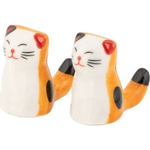 Bílá/oranžová podložka na hůlky 2 ks z porcelánu pro 5 osob Cat – Sass & Belle obraz