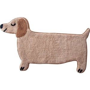 Béžová textilní koupelnová předložka 47x80 cm Sausage Dog – Sass & Belle obraz