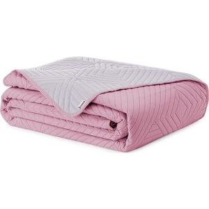 Růžový/světle šedý prošívaný přehoz z mikrovlákna 240x260 cm Softa – Restilo obraz