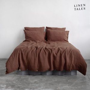 Tmavě hnědé lněné povlečení na jednolůžko 140x200 cm Chocolate – Linen Tales obraz