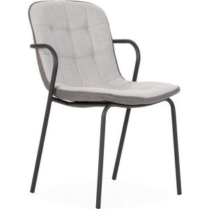 Světle šedá čalouněná jídelní židle s područkami Angie – Marckeric obraz