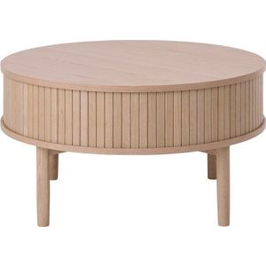 Kulatý konferenční stolek v dekoru dubu ve světle přírodní barvě ø 85 cm Meta – Unique Furniture obraz