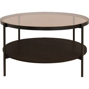 Hnědý kulatý konferenční stolek se skleněnou deskou ø 84 cm Hassel – Unique Furniture obraz