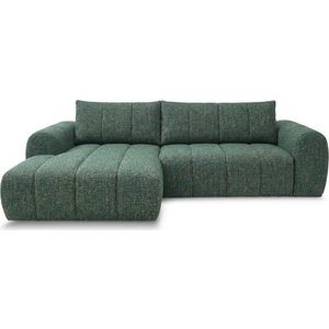 Tmavě zelená rohová pohovka (levý roh/s lenoškou) Nesty – Bobochic Paris obraz