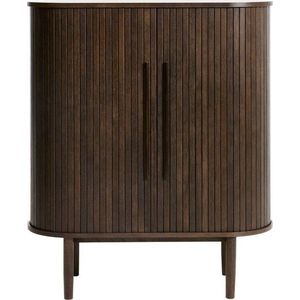 Skříňka v dekoru dubu s posuvnými dveřmi v tmavě přírodní barvě 100x118x40 cm Meta – Unique Furniture obraz