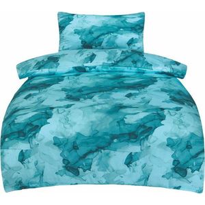 Tyrkysové povlečení na jednolůžko z bavlněného saténu 140x200 cm Deluxe Minerals – My House obraz
