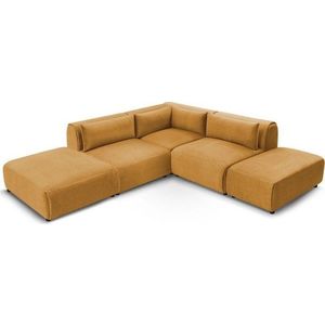 Sametová modulární rohová pohovka v hořčicové barvě Jeanne – Bobochic Paris obraz