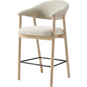 Krémová/v přírodní barvě čalouněná barová židle s područkami (výška sedáku 67 cm) Elk – Unique Furniture obraz