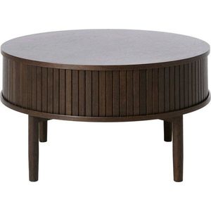 Kulatý konferenční stolek v dekoru dubu v tmavě přírodní barvě ø 85 cm Meta – Unique Furniture obraz