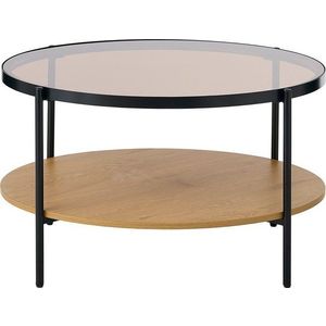 Kulatý konferenční stolek se skleněnou deskou v přírodní barvě ø 84 cm Hassel – Unique Furniture obraz